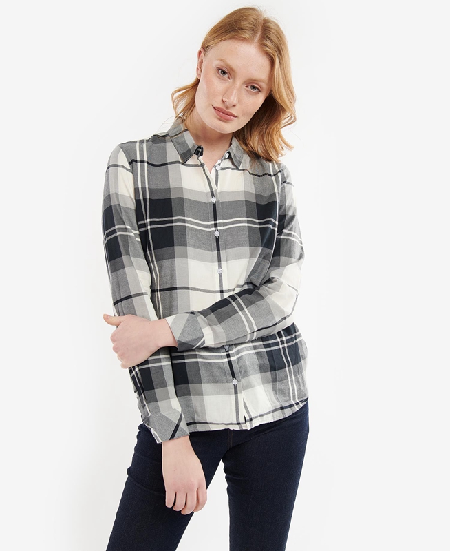 Women\'s Barbour Bredon Shirts Black / Grey | OXSU-56189