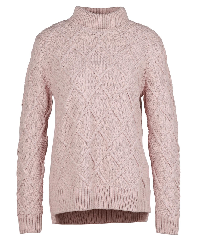 Women's Barbour Burne Roll Neck Knit Sweaters Pink | SNWP-85390