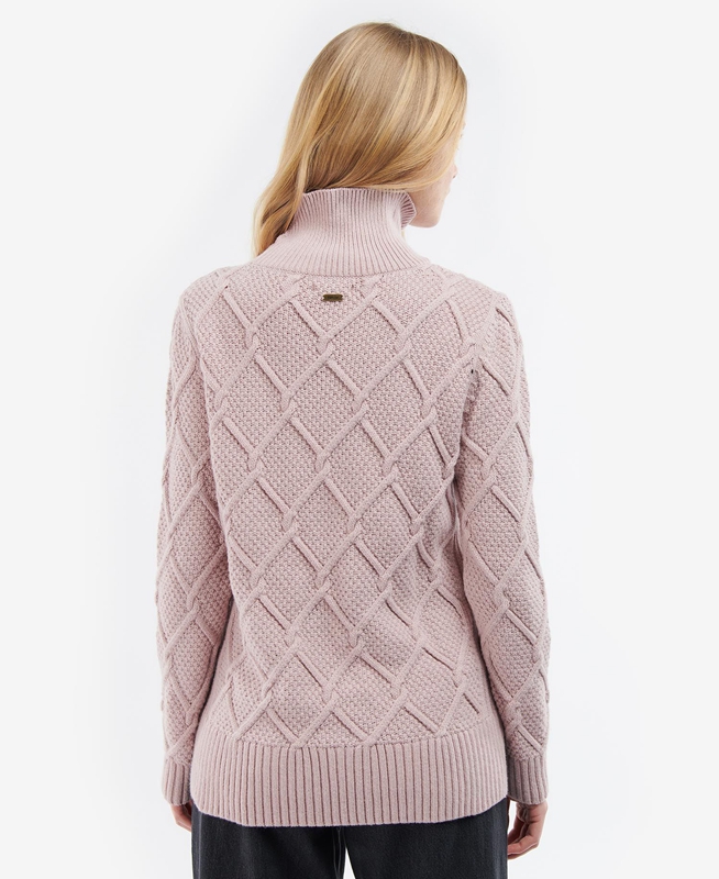 Women's Barbour Burne Roll Neck Knit Sweaters Pink | SNWP-85390