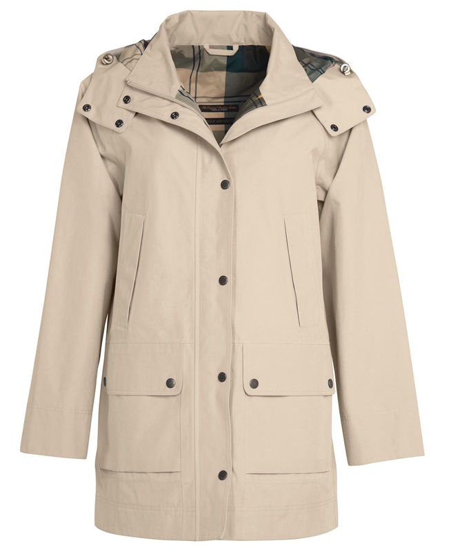 Women's Barbour Clary Waterproof Jackets Beige | BXFJ-52798