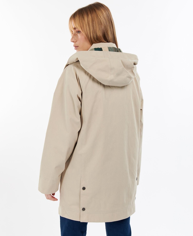 Women's Barbour Clary Waterproof Jackets Beige | BXFJ-52798