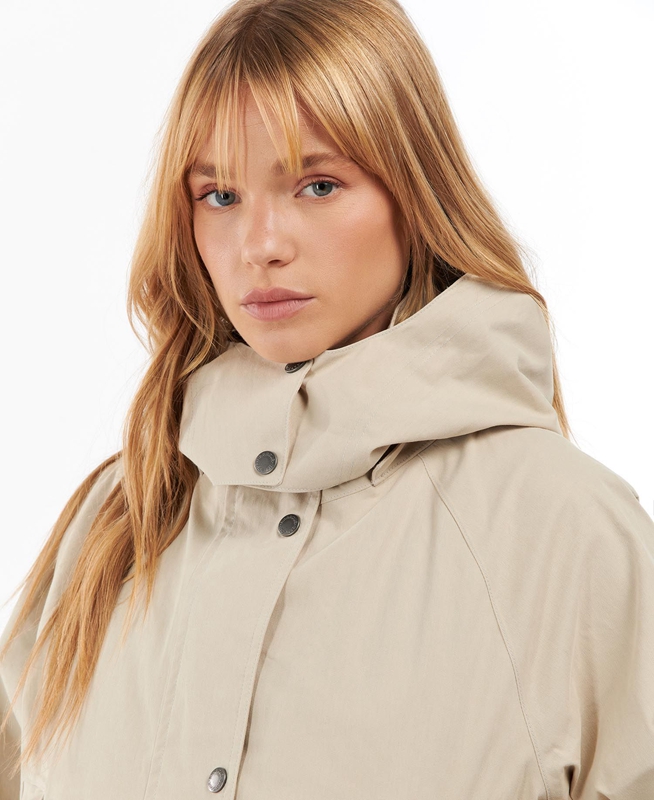 Women's Barbour Clary Waterproof Jackets Beige | BXFJ-52798