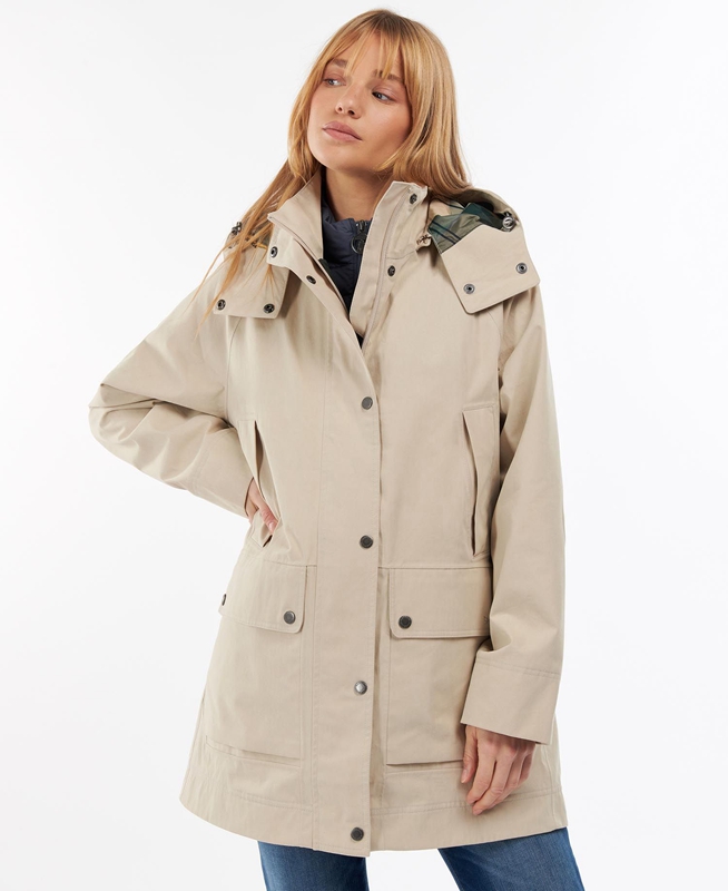 Women\'s Barbour Clary Waterproof Jackets Beige | BXFJ-52798