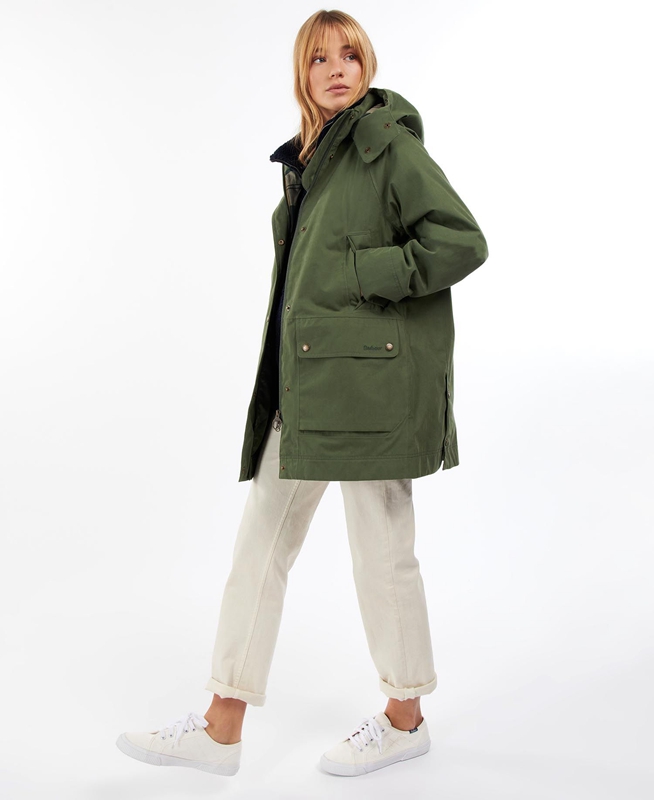 Women's Barbour Clary Waterproof Jackets Green | ZESI-69830