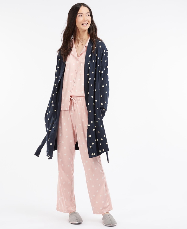 Women's Barbour Dotty Robe Nightwear Navy | BRZK-80975