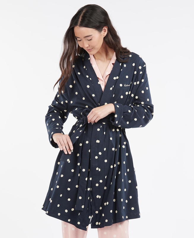 Women\'s Barbour Dotty Robe Nightwear Navy | BRZK-80975