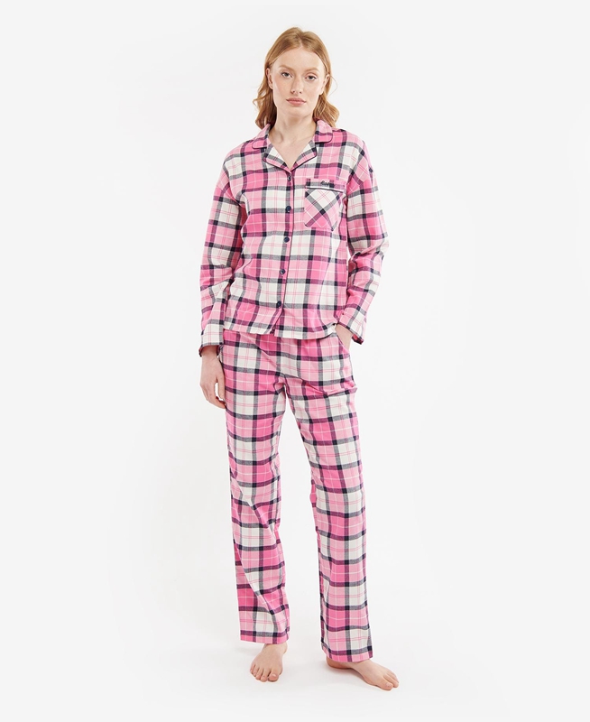 Women's Barbour Ellery PJ Set Nightwear Pink | DAKS-89372