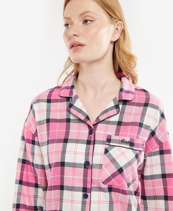 Women's Barbour Ellery PJ Set Nightwear Pink | DAKS-89372