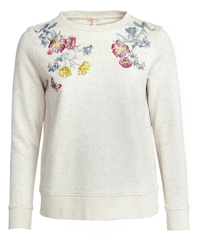 Women's Barbour Esme Sweatshirts Cream | UNEL-96235