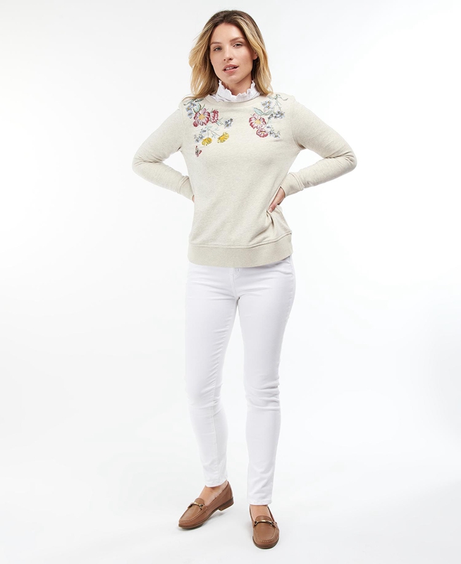 Women's Barbour Esme Sweatshirts Cream | UNEL-96235