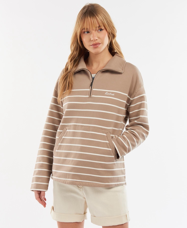 Women\'s Barbour Explorer Ember Sweatshirts Beige | MDQR-71249