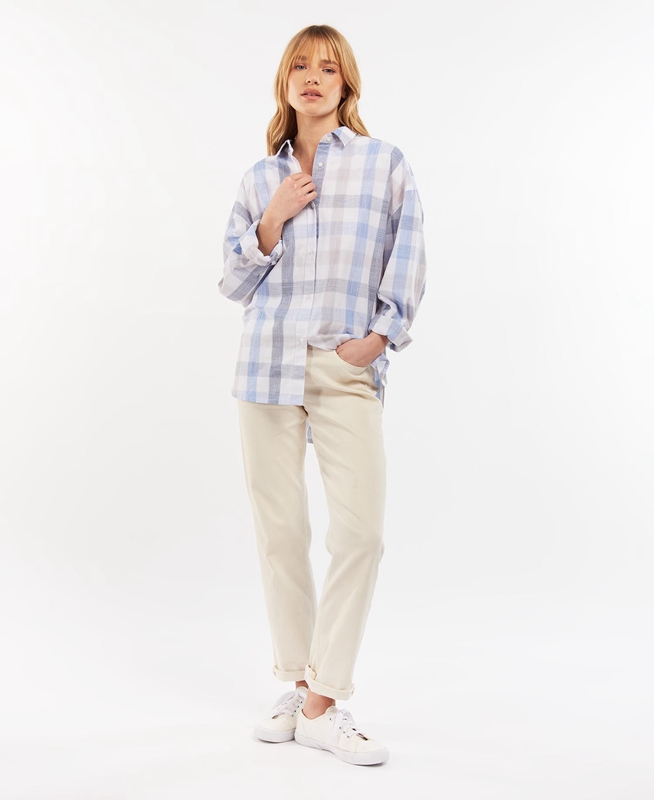 Women's Barbour Explorer Lara Shirts Blue | YAJT-61049