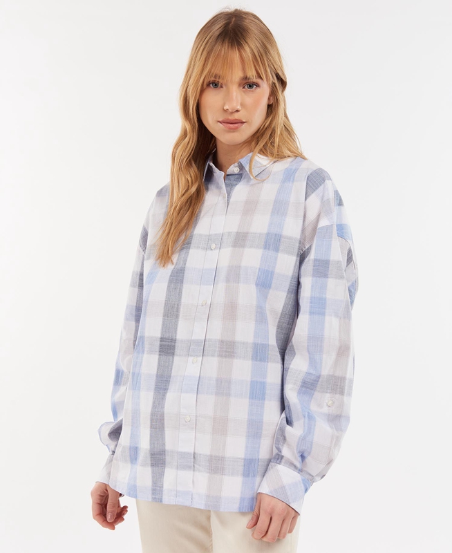 Women\'s Barbour Explorer Lara Shirts Blue | YAJT-61049