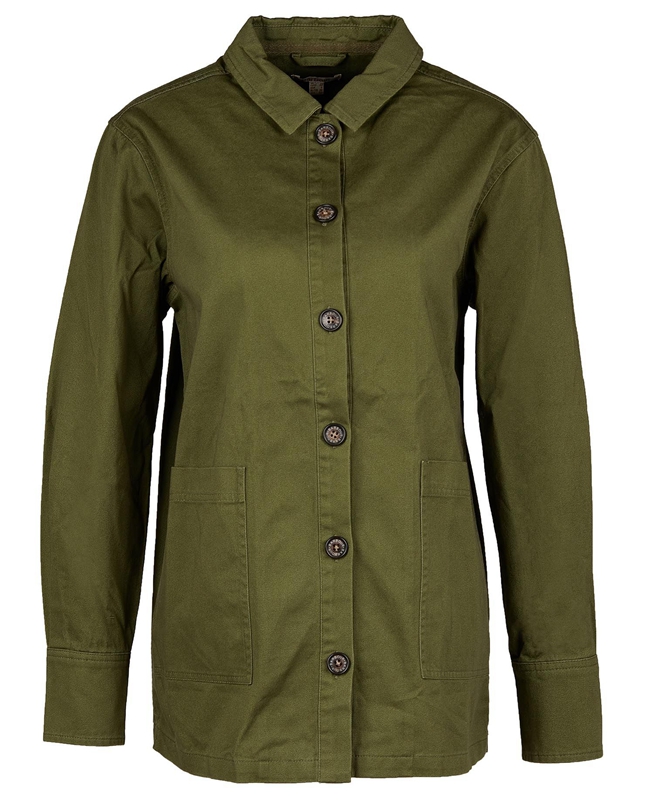 Women's Barbour Explorer Marley Overshirt Shirts Olive | GKIT-16935