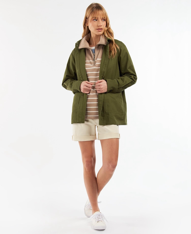 Women's Barbour Explorer Marley Overshirt Shirts Olive | GKIT-16935