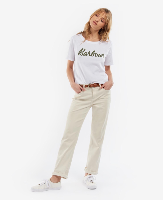 Women's Barbour Explorer Marley T Shirts White | MIEG-25381