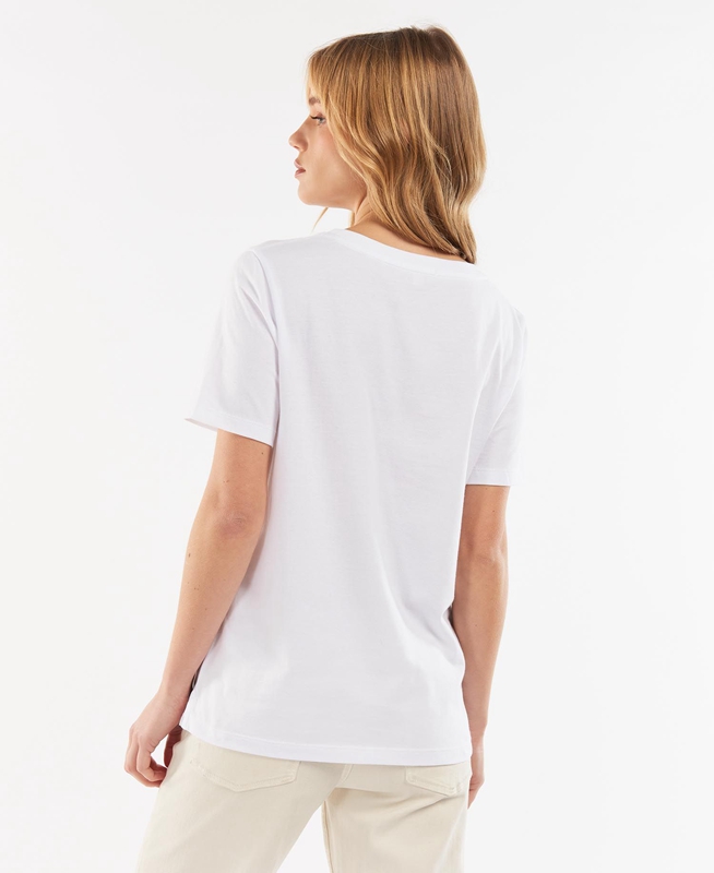 Women's Barbour Explorer Marley T Shirts White | MIEG-25381