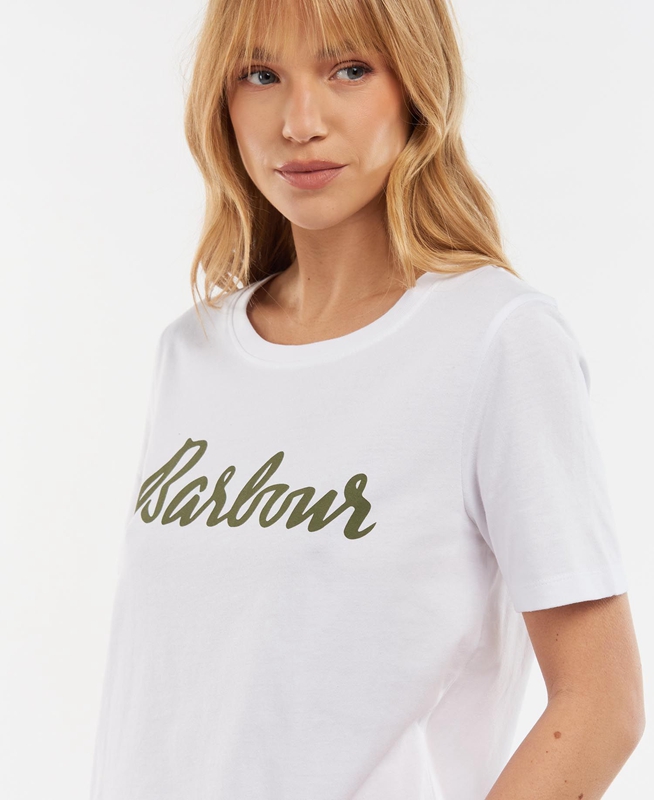 Women's Barbour Explorer Marley T Shirts White | MIEG-25381