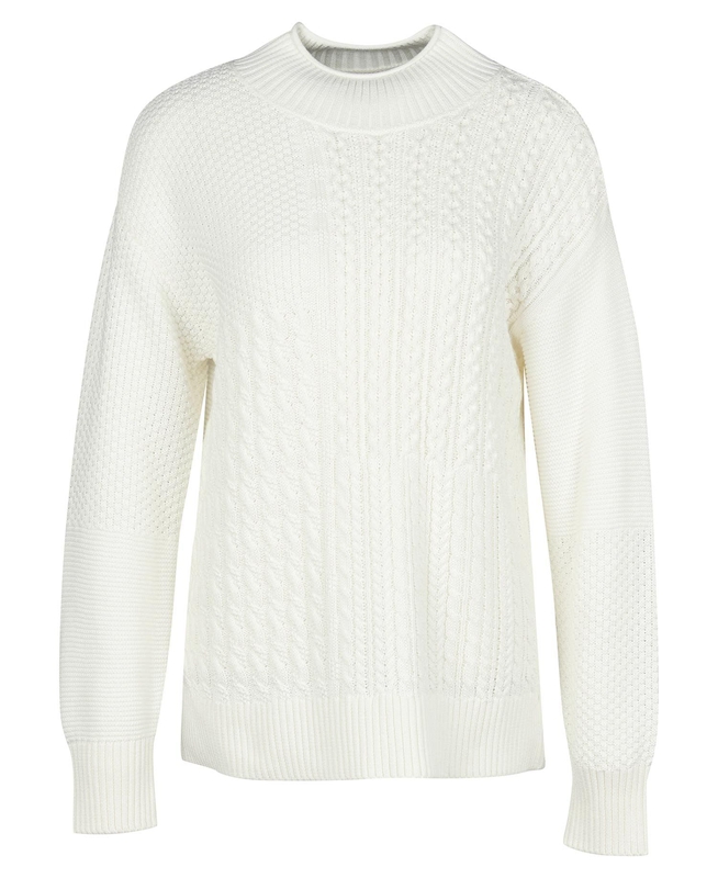 Women's Barbour Fairbarn Knit Sweaters White | OHKF-86901