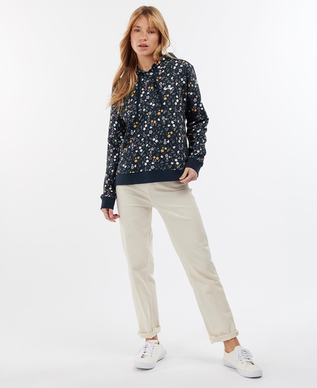 Women's Barbour Ferryside Sweatshirts Navy | PGFT-18450