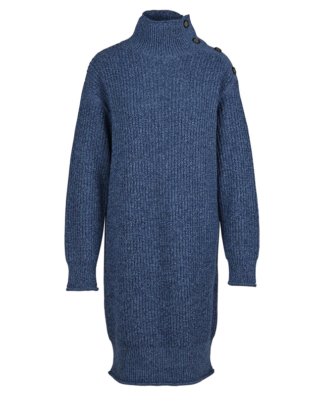 Women's Barbour Greenwell Knitted Dress Blue | PVFD-06492