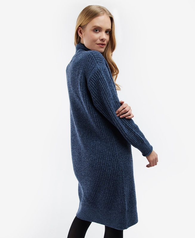 Women's Barbour Greenwell Knitted Dress Blue | PVFD-06492