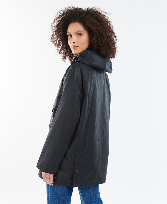 Women's Barbour Highclere Waxed Jackets Black | SEMX-83561