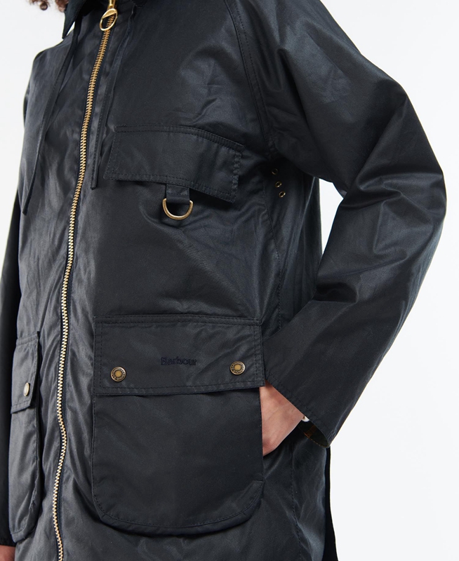 Women's Barbour Highclere Waxed Jackets Black | SEMX-83561