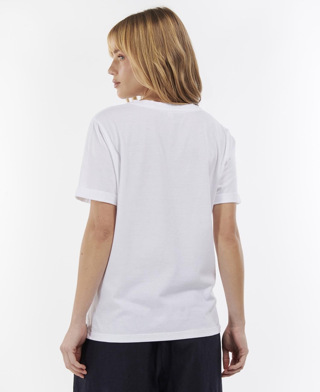 Women's Barbour Hopewell T Shirts White | NYVM-03187