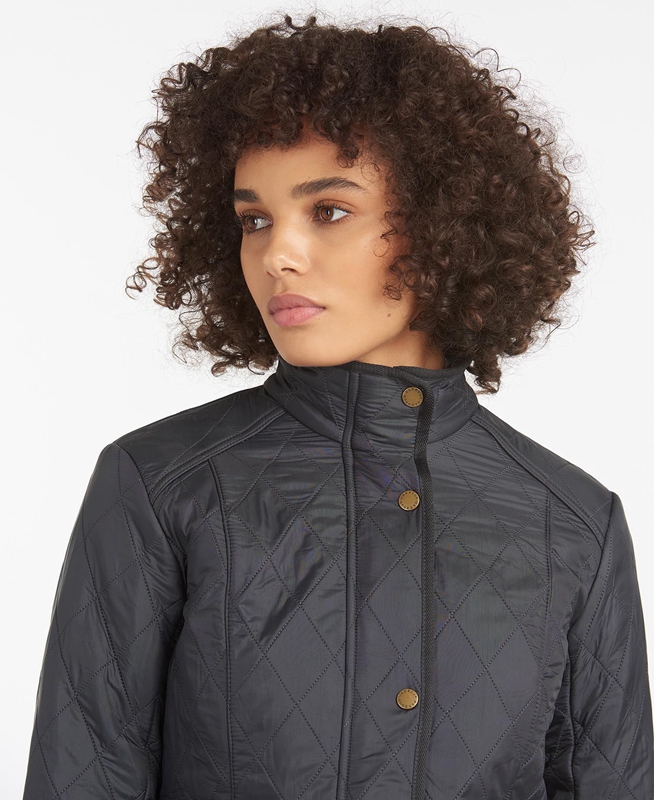 Women's Barbour Jacke Cavalry Polarquilt Quilted Jackets Black | HSRF-95281