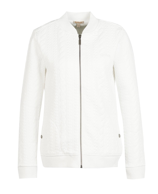 Women's Barbour Kelsey Zip Sweatshirts White | QWKT-84750