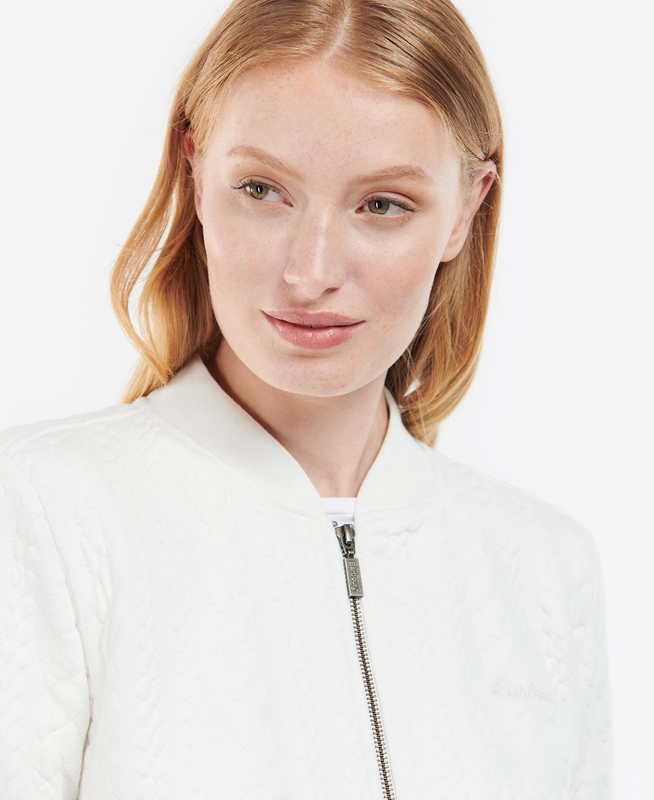 Women's Barbour Kelsey Zip Sweatshirts White | QWKT-84750