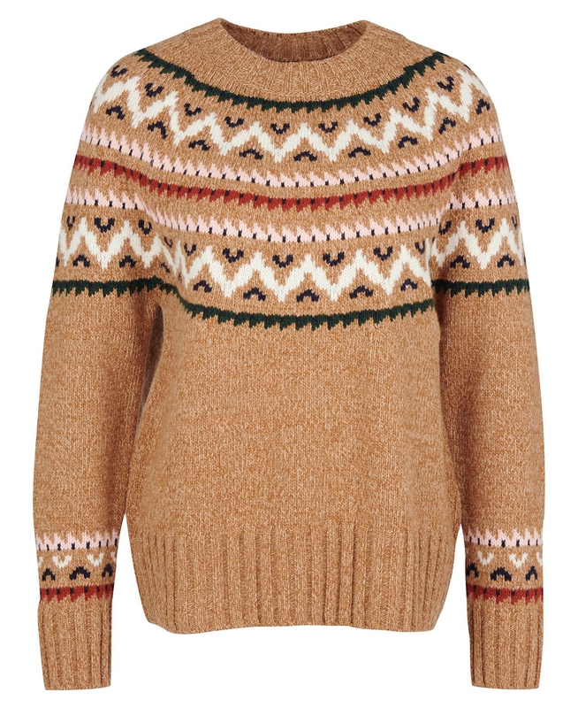 Women's Barbour Langford Knit Sweaters Beige | RZNQ-74139