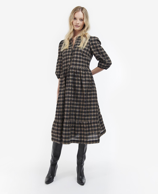 Women's Barbour Lorelie Dress Black | NEMK-18239