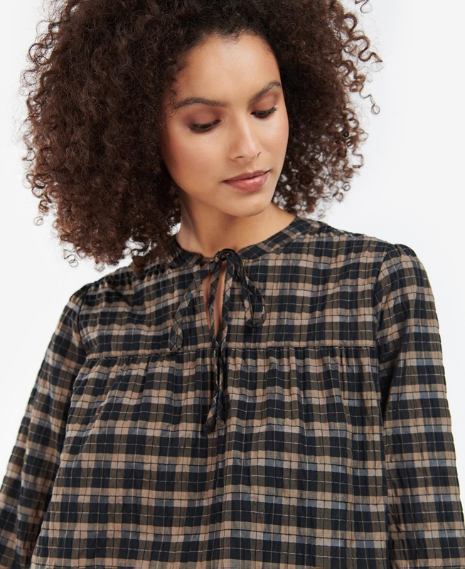 Women's Barbour Lorelie Top Shirts Black | CJUR-27849