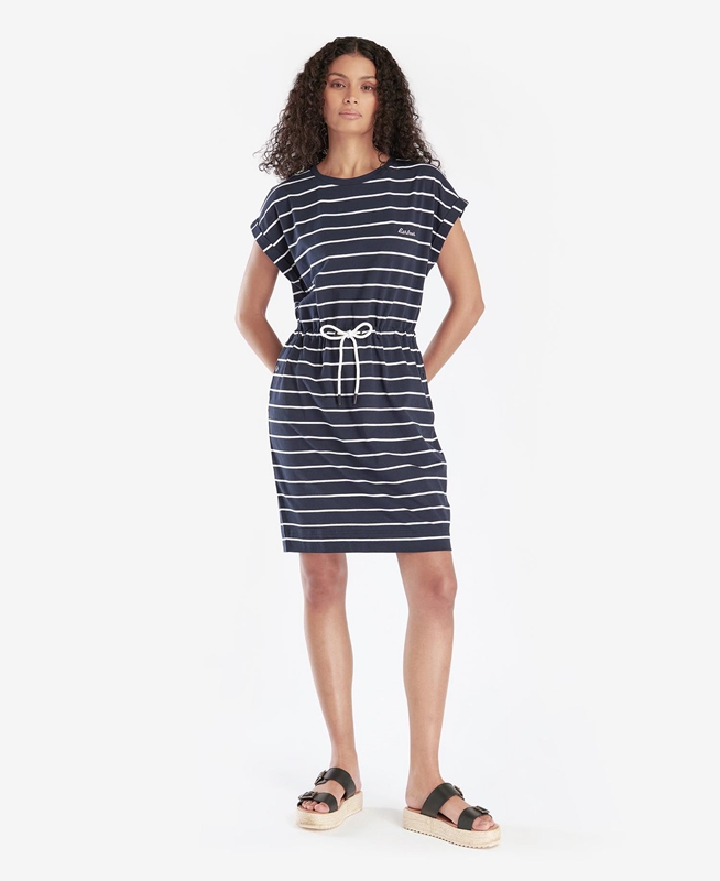 Women's Barbour Marlo Stripe Dress Navy | DZXP-47190