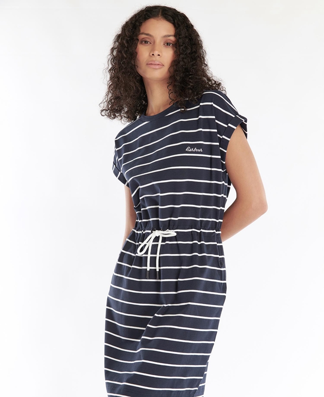 Women\'s Barbour Marlo Stripe Dress Navy | DZXP-47190