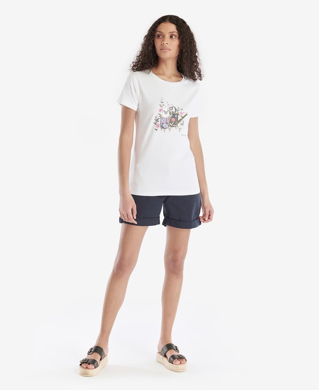 Women's Barbour Melrose T Shirts White | VKSI-14825