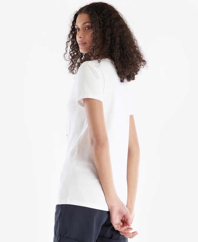 Women's Barbour Melrose T Shirts White | VKSI-14825