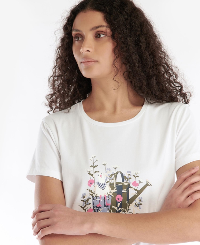 Women's Barbour Melrose T Shirts White | VKSI-14825