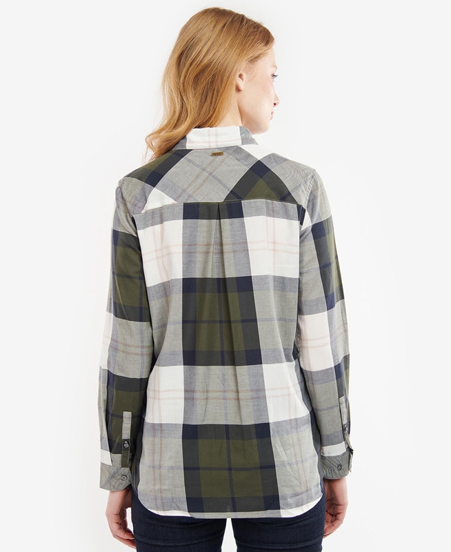 Women's Barbour Moorland Shirts Olive | HEBU-78132