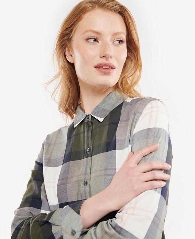 Women's Barbour Moorland Shirts Olive | HEBU-78132