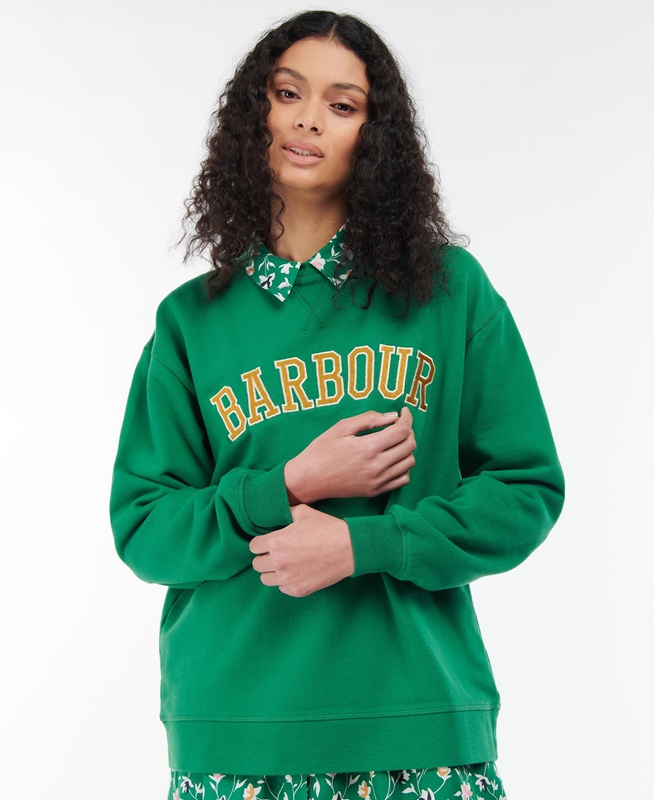 Women's Barbour Northumberland Sweatshirts Green | JASY-67340