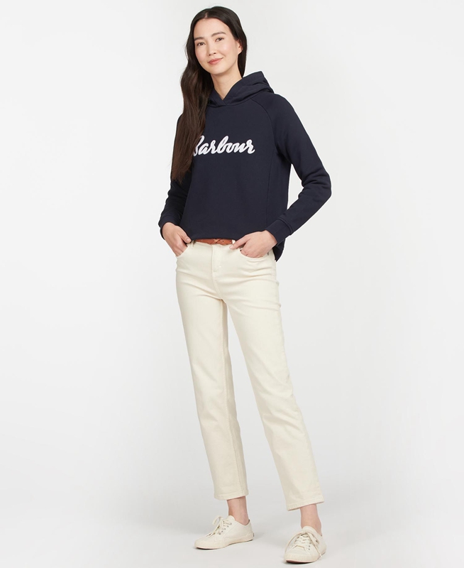 Women's Barbour Otterburn Sweatshirts Navy | WERF-70148