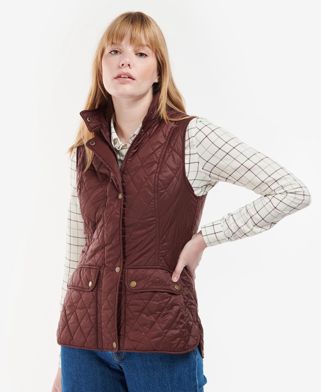 Women's Barbour Otterburn Vest Burgundy | WMXU-41865