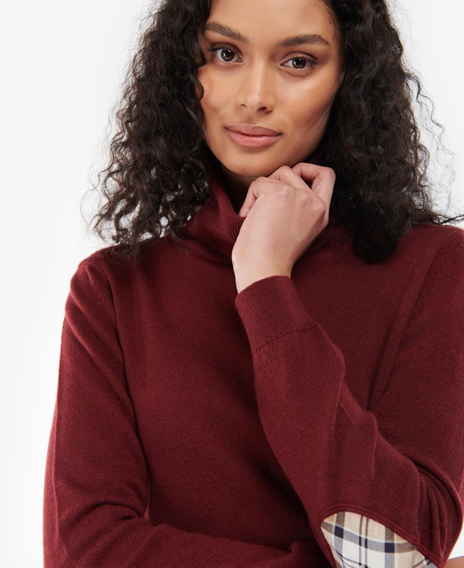 Women's Barbour Pendle Roll-Neck Sweaters Red | BAYR-09186