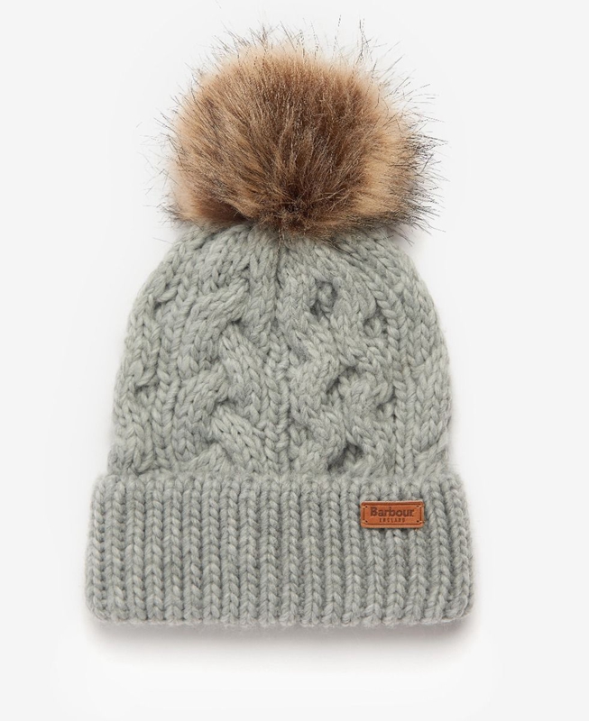 Women's Barbour Penshaw Beanie & Scarf Set Hats Grey | QAGC-73580