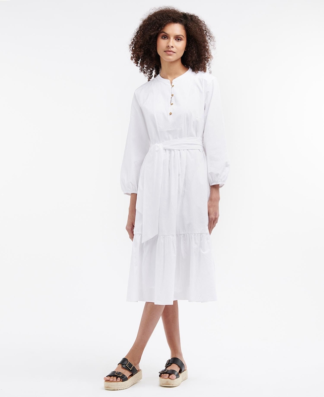 Women's Barbour Philippa Dress White | HYKI-42108