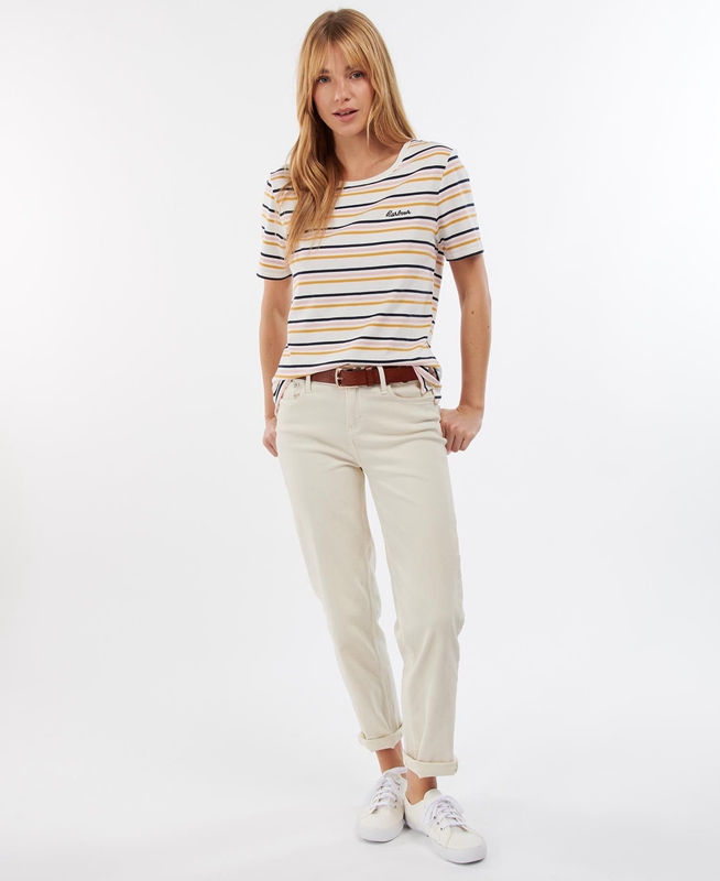 Women's Barbour Picnic Top T Shirts White | SQBV-94601