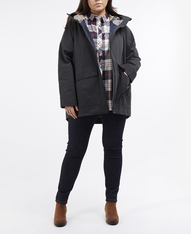 Women's Barbour Plus Armeria Waterproof Jackets Navy | CJFE-07639